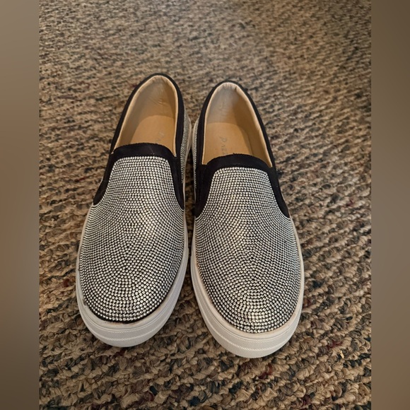 Chic Black and Silver Slip-On Shoes - Picture 1 of 3